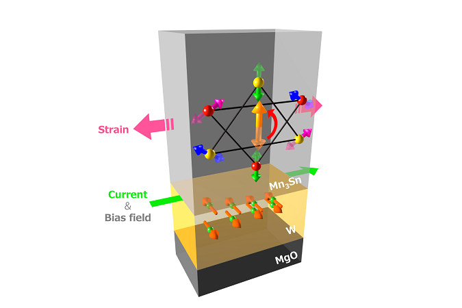 反強磁性体における垂直2値状態の電流制御に成功